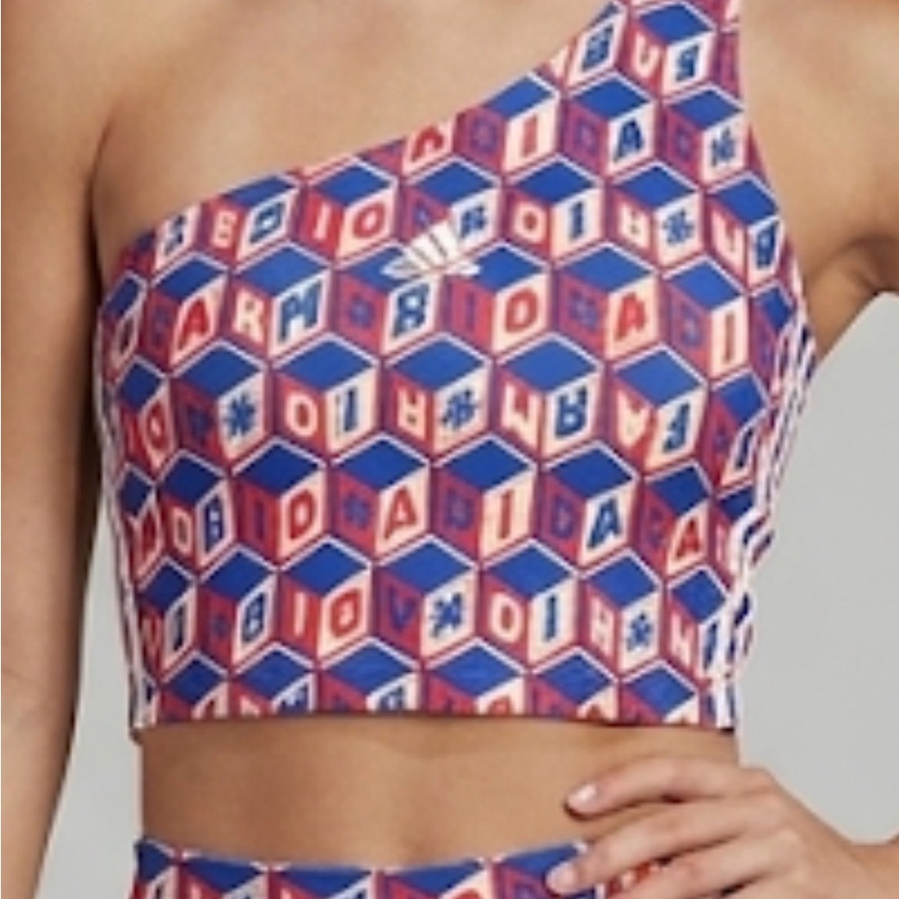 adidas x FARM Rio One Shoulder Cropped Tank Top Size L